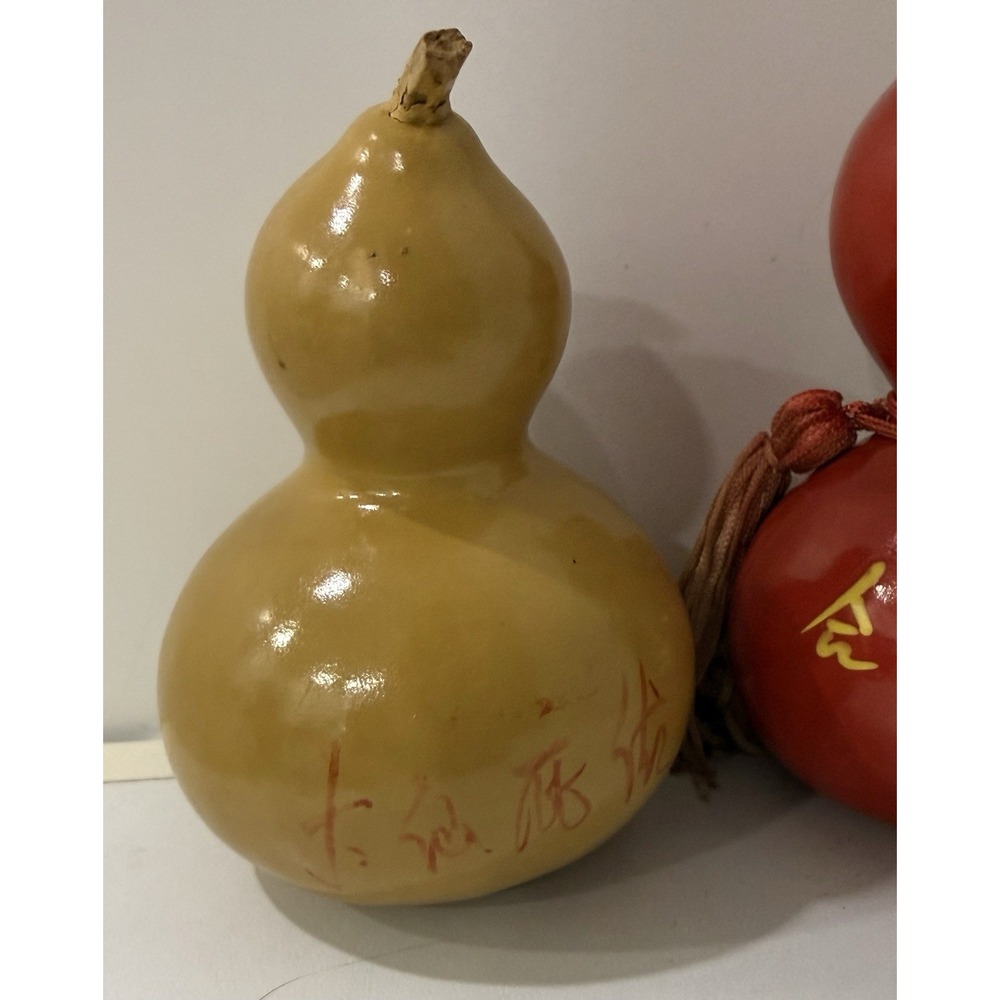 Lot of 3 Vintage Chinese Hand Painted Feng Shui Gourds Handmade Dime Store - Picture 10 of 16